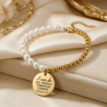 Load image into Gallery viewer, Premium Pearl &amp; Gold Coin Bracelet: Mother of Pearl